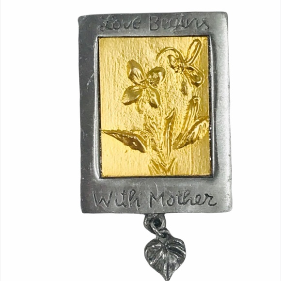 M. Bastin Love Begins with Mother Brooch, Gold - Picture 1 of 5